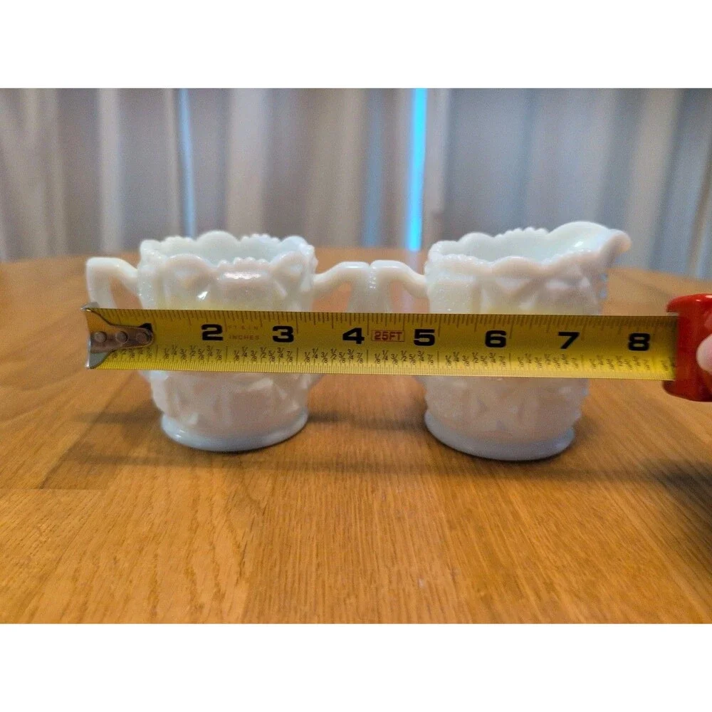 Vtg Westmoreland Milk Glass Creamer & Sugar Set 